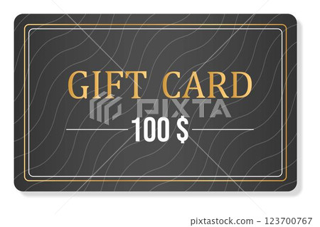 Gift card design black and gold. Vector illustration. 123700767