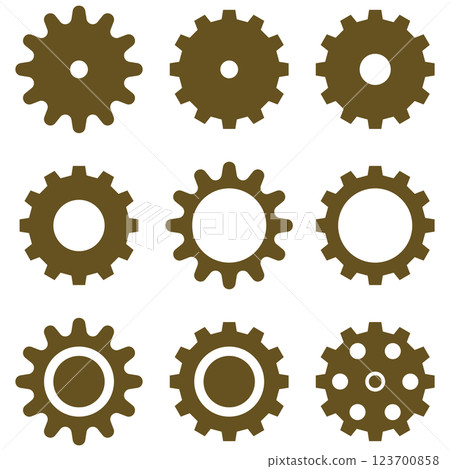 9 types of brown gears 9 types of brown gears 123700858