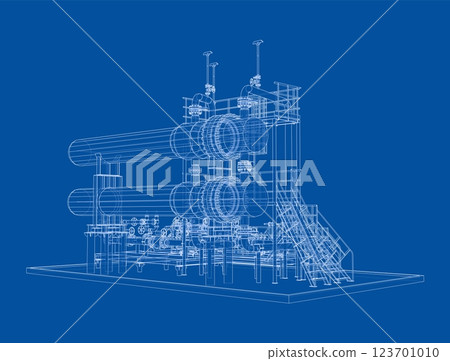 Petroleum heater exchanger. Vector rendering of 3d Petroleum heater exchanger. Vector rendering of 3d 123701010