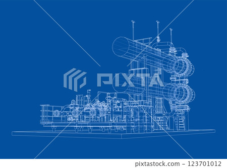 Petroleum heater exchanger. Vector rendering of 3d 123701012