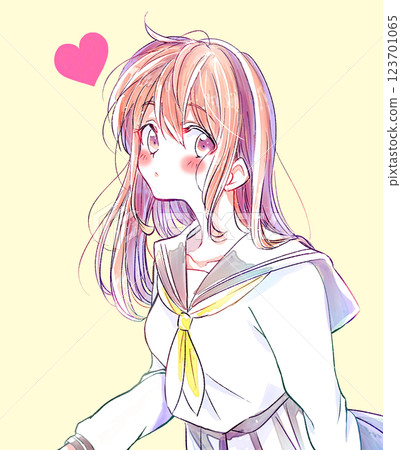 Female student, winter clothes, love, cartoon illustration 123701065