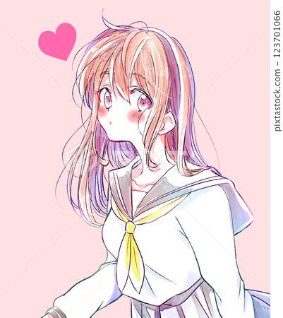 女學生,冬裝,愛,卡通插畫 123701066