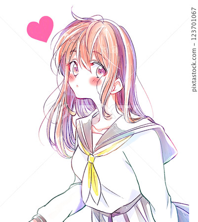 女學生,冬裝,愛,卡通插畫 123701067