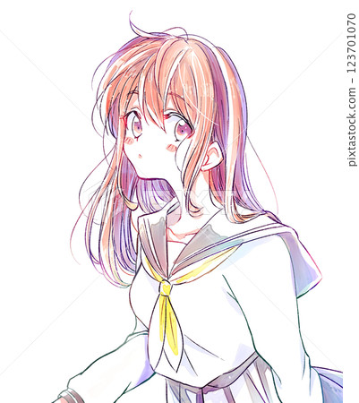 Sailor suit female student, winter clothes, cartoon illustration Sailor suit female student, winter clothes, cartoon illustration 123701070