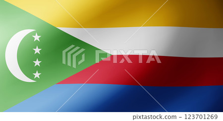 Waving flag of Comoros. National flag of Comoros background 123701269