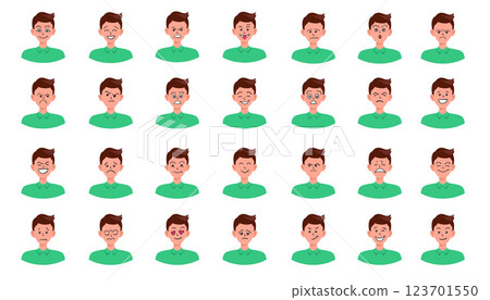 Portraits of man. Boy Avatar.  Male emotions. 123701550