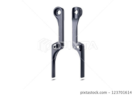 Graphite bicycle Road Chain catcher isolated on white background floating above the ground. 123701614