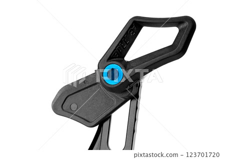 Chain guide bicycle part designed for oval bicycle chainrings isolated on white background 123701720