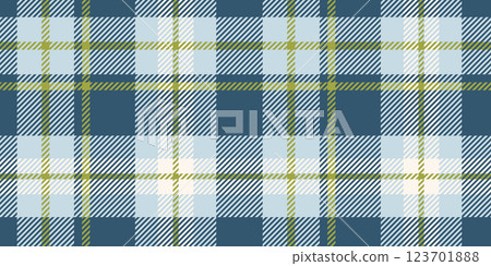 A seamless blue and green tartan plaid pattern with crisp diagonal accents, perfect for textiles, fashion, and home decor designs. 123701888