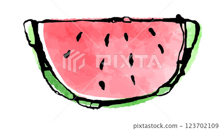 Illustration of a cross section of a watermelon cut into wedges 123702109