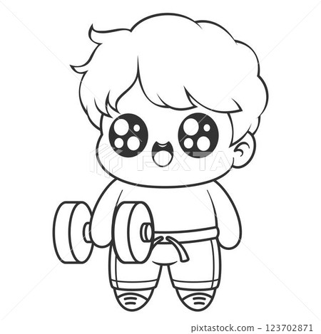 Boys doing weight lifting exercises, for coloring Boys doing weight lifting exercises, for coloring 123702871