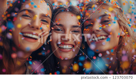 Happy co workers celebrationg company anniversary.Macro.AI Generative. Happy co workers celebrationg company anniversary.Macro.AI Generative. 123703070