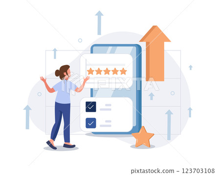 Customer satisfaction. Feedback. Rating on customer service illustration. Website rating feedback and review concept. Flat vector illustration 123703108