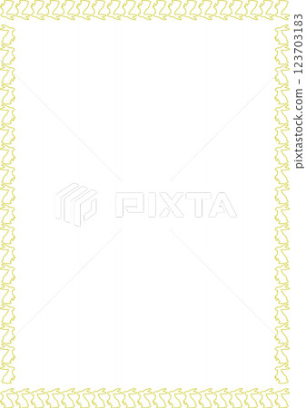 Cute spring Easter bunny empty frame. Simple border of a rabbit sitting on the moon. Easter rabbit 123703183