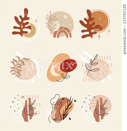 Set of hand drawn various shapes and doodle objects. Abstract contemporary nature vector collection Set of hand drawn various shapes and doodle objects. Abstract contemporary nature vector collection 123703188