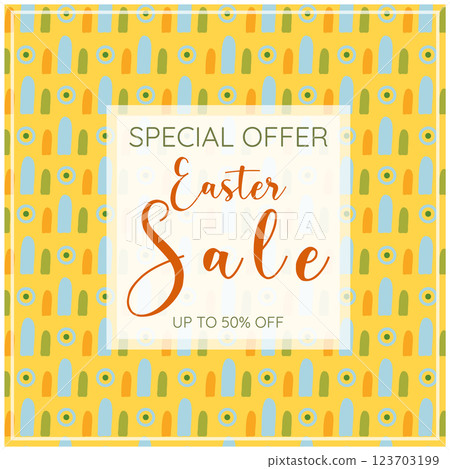Happy Easter sale banner, greeting card. Trendy design with typography. Template for promotion Happy Easter sale banner, greeting card. Trendy design with typography. Template for promotion 123703199