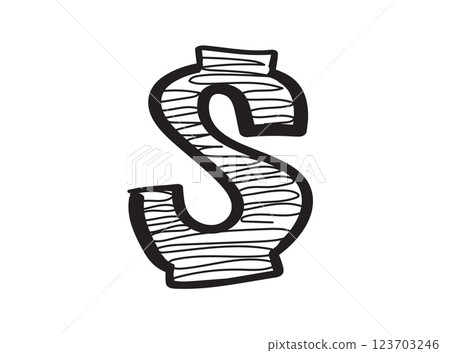 Hand drawn dollar icon, USA currency sign, usd coin symbol, dollars ink drawing, price vector illustration Hand drawn dollar icon, USA currency sign, usd coin symbol, dollars ink drawing, price vector illustration 123703246