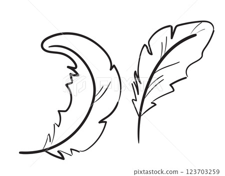 Bird feather hand drawn icon, flying dove feathers isolated, doodle soft plume silhouette, feather ink Bird feather hand drawn icon, flying dove feathers isolated, doodle soft plume silhouette, feather ink 123703259