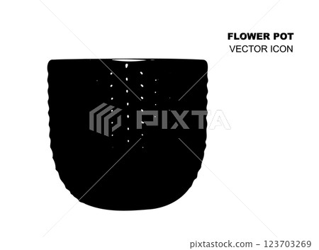 Black Flower Pot, Flowerpot Icon, Ceramic Pottery, Clay Handicraft, Garden Vase Design 123703269