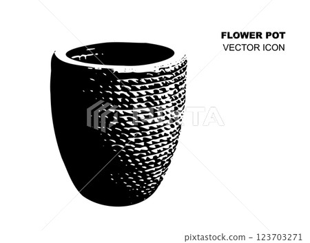 Black Flower Pot, Flowerpot Icon, Ceramic Pottery, Clay Handicraft, Garden Vase Design 123703271