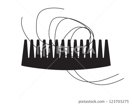 Comb with Hair Loss Icon, Hair Fall on Brush Silhouette, Scalp Health Care Sign, Hair Losing 123703275