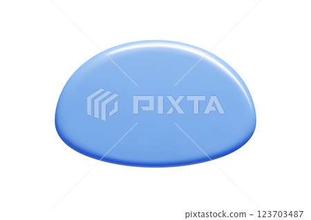 Blue 3d callout banner in elliptical shape with rounded edges. Vector speech bubble displays luminous shading and polished surface for digital marketing, social media posts, interface elements. 123703487