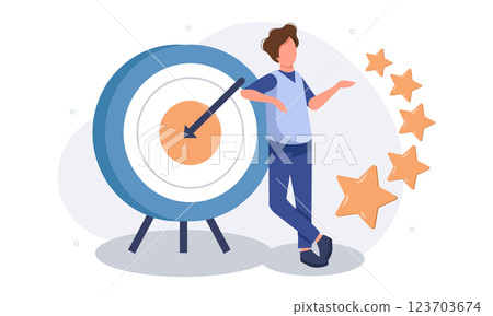 Business concept vector illustration, Target with an arrow, hit the target, goal achievement vector 123703674