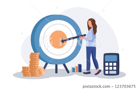 Business concept vector illustration, Target with an arrow, hit the target, goal achievement vector 123703675
