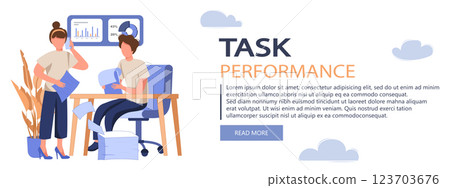Business activities concept isolated person situations banner. People perform tasks, analyze data, develop project, success strategy. Vector illustration in flat design Business activities concept isolated person situations banner. People perform tasks, analyze data, develop project, success strategy. Vector illustration in flat design 123703676