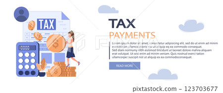 Declaration programs, easy reporting, tax website. Desktop tax filing software, mobile app tax filing software, filing online service metaphors. Vector isolated concept metaphor banner 123703677