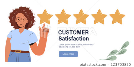 Customer satisfaction. Feedback. Rating on customer service illustration. Website rating feedback and review concept. Flat vector illustration Customer satisfaction. Feedback. Rating on customer service illustration. Website rating feedback and review concept. Flat vector illustration 123703850