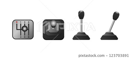 Different gear shift designs for manual transmission vehicles in a single illustration 123703891