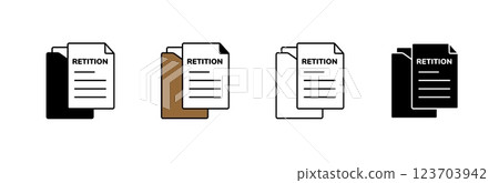 Four different icon styles showing documents with text on colored backgrounds 123703942