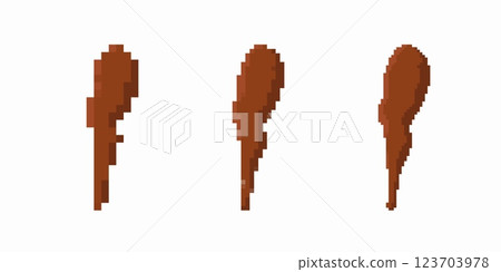 Three integer brown brush strokes with varying sizes and shapes 123703978