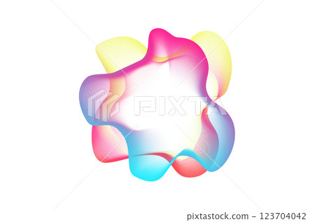 Neon audio sound waves. Sound lines, radial spectrum. Colorful cover for a musical poster and album. Radial spectrum vector 123704042