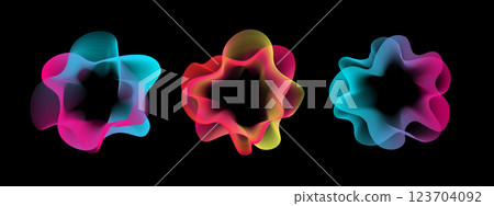 A set of multi -colored neon sound waves. Minimalistic sound lines, radial spectrum. A colorful cover for a musical poster and a banner. Radial spectrum vector. A set of multi -colored neon sound waves. Minimalistic sound lines, radial spectrum. A colorful cover for a musical poster and a banner. Radial spectrum vector. 123704092