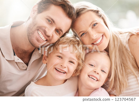 Happy family in a portrait together for summer, outdoor wellness and holiday with mother, father and children. Love, care and smile face of people or kids with mom, dad or parents with sunshine bokeh Happy family in a portrait together for summer, outdoor wellness and holiday with mother, father and children. Love, care and smile face of people or kids with mom, dad or parents with sunshine bokeh 123704567