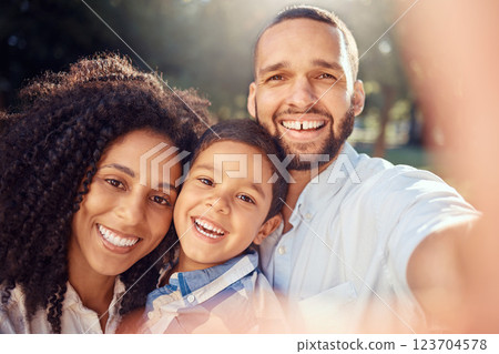 Portrait, selfie and happy family in a park, relax and smiling while taking a picture and bonding in nature. Love, smile and face of excited kid enjoying quality time with loving, caring mom and dad Portrait, selfie and happy family in a park, relax and smiling while taking a picture and bonding in nature. Love, smile and face of excited kid enjoying quality time with loving, caring mom and dad 123704578