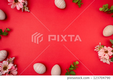 Happy Easter concept with easter eggs Happy Easter concept with easter eggs 123704790