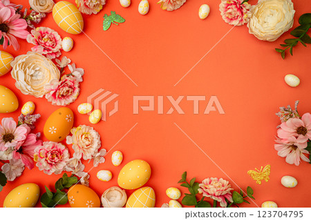 Happy Easter concept with easter eggs Happy Easter concept with easter eggs 123704795