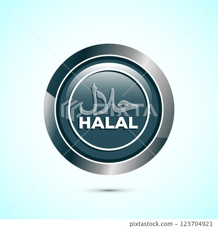 Halal icon design illustration, Halal Certificate tag, Islamic approved sign, Button design Halal icon design illustration, Halal Certificate tag, Islamic approved sign, Button design 123704921