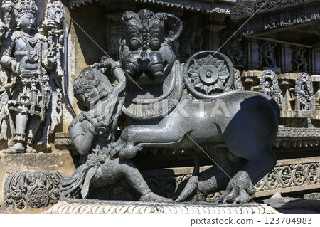 Image of stone temples and stone sculptures in India. Image of stone temples and stone sculptures in India. 123704983