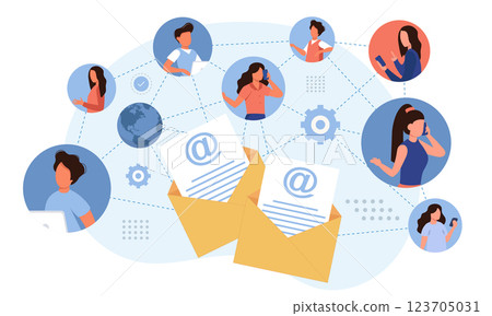 Business email marketing content. Social network communication. Vector illustration for web banner, infographics, mobile. people connection. 123705031