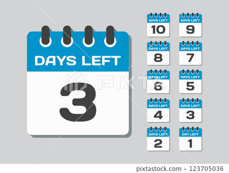 Countdown daily page calendar icon - 3 days left 123705036