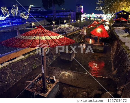 Illuminated umbrellas 123705472