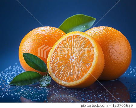 Orange Glow: Backlit Falling Fruit 123705689