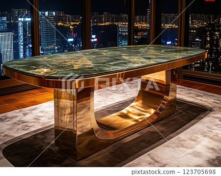 Elegant Rectangular Table with Premium Stone 123705698