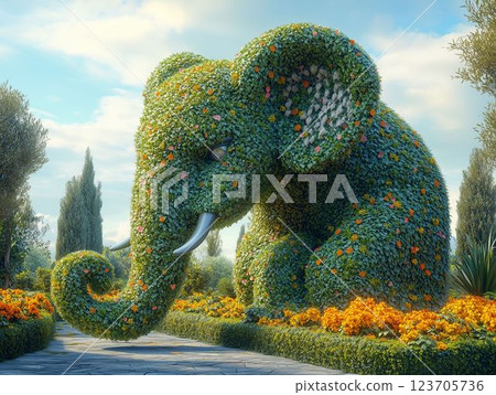 Elegant Greenery Sculpted into Animal Forms Elegant Greenery Sculpted into Animal Forms 123705736