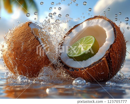Juice Collision: Coconut Lime Splash Juice Collision: Coconut Lime Splash 123705777