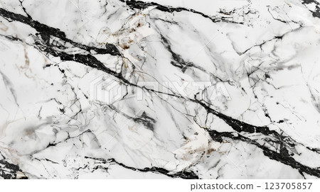 Elegant black, white marble texture with swirling abstract patterns, ideal for backgrounds or luxury designs 123705857
